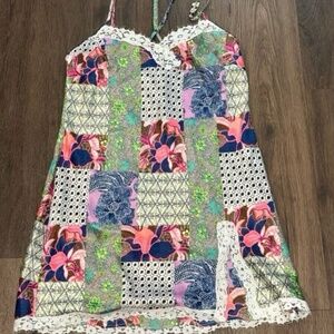 Victoria’s Secret floral satin lace slip dress nightgown small